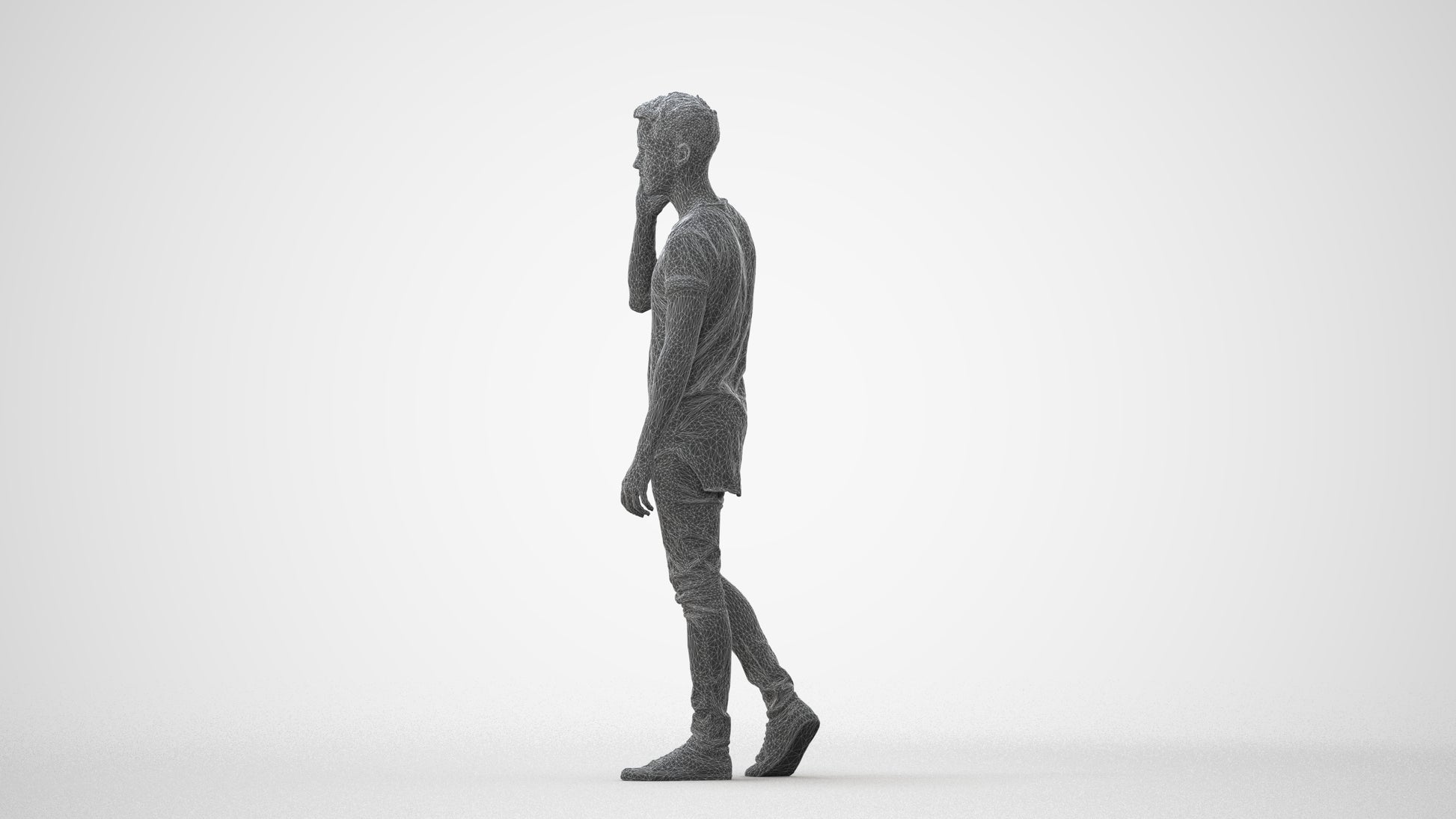 scanned 3D man casual walking, photogrammetry people for Enscape and V-Ray, square thumbnail