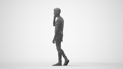 scanned 3D man casual walking, photogrammetry people for Enscape and V-Ray, square thumbnail