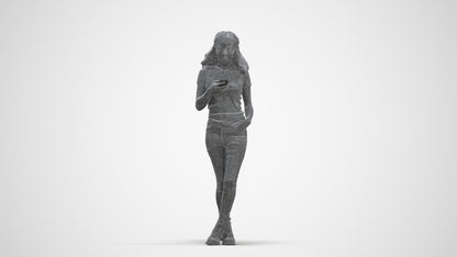 photogrammetry 3D woman casual standing, realistic human model archviz FBX, three-quarter front view render