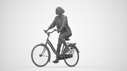 photogrammetry 3D woman casual cycling, realistic human model archviz FBX, wireframe back view