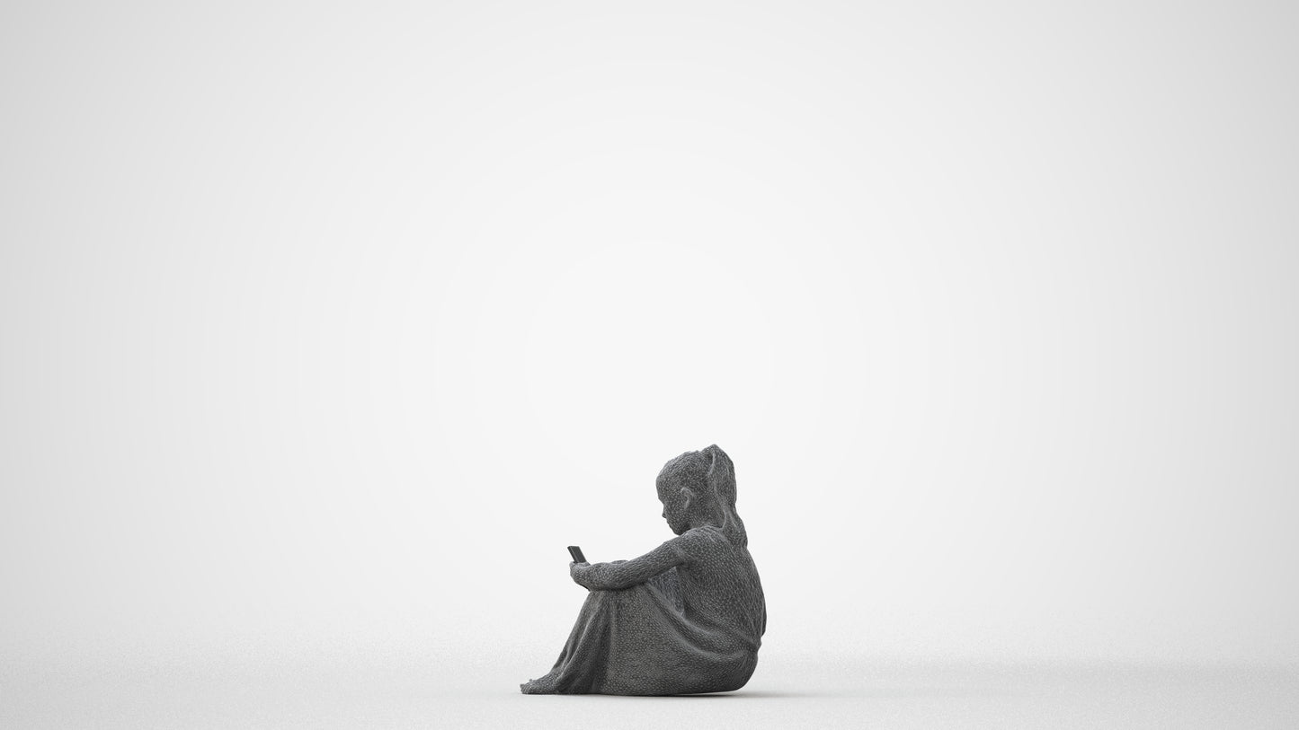 3D human model girl casual kids, photogrammetry scanned person for archviz, square thumbnail