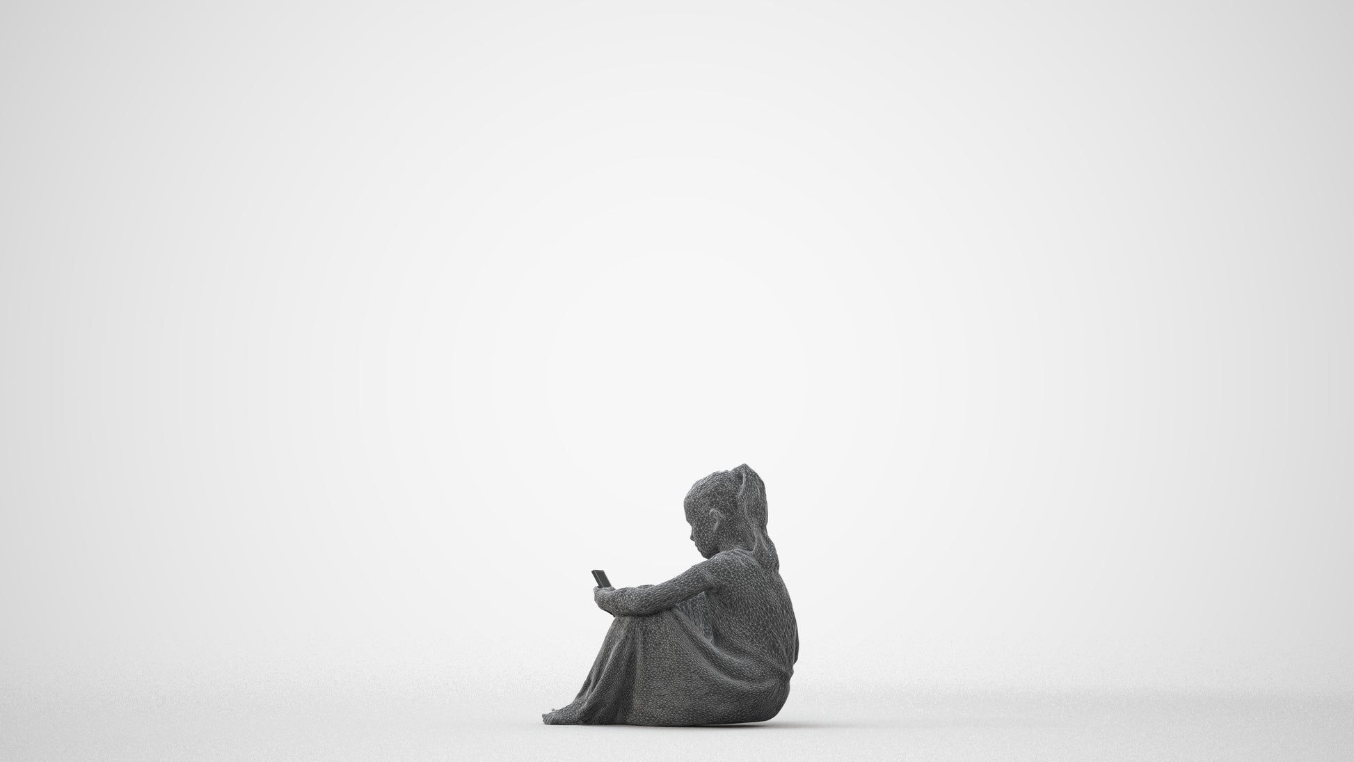 3D human model girl casual kids, photogrammetry scanned person for archviz, square thumbnail