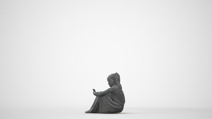 3D human model girl casual kids, photogrammetry scanned person for archviz, square thumbnail