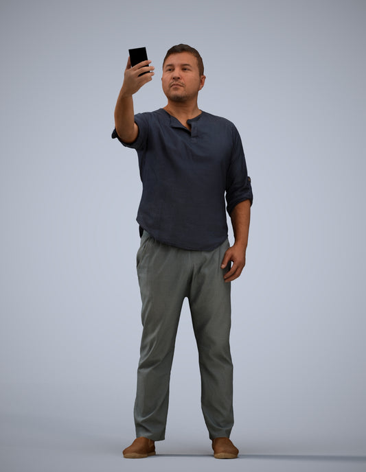 scanned 3D man casual standing, photogrammetry people for Enscape and V-Ray