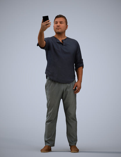 scanned 3D man casual standing, photogrammetry people for Enscape and V-Ray