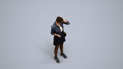 realistic 3D woman casual standing, scanned archviz people for Blender and 3ds Max, back view render