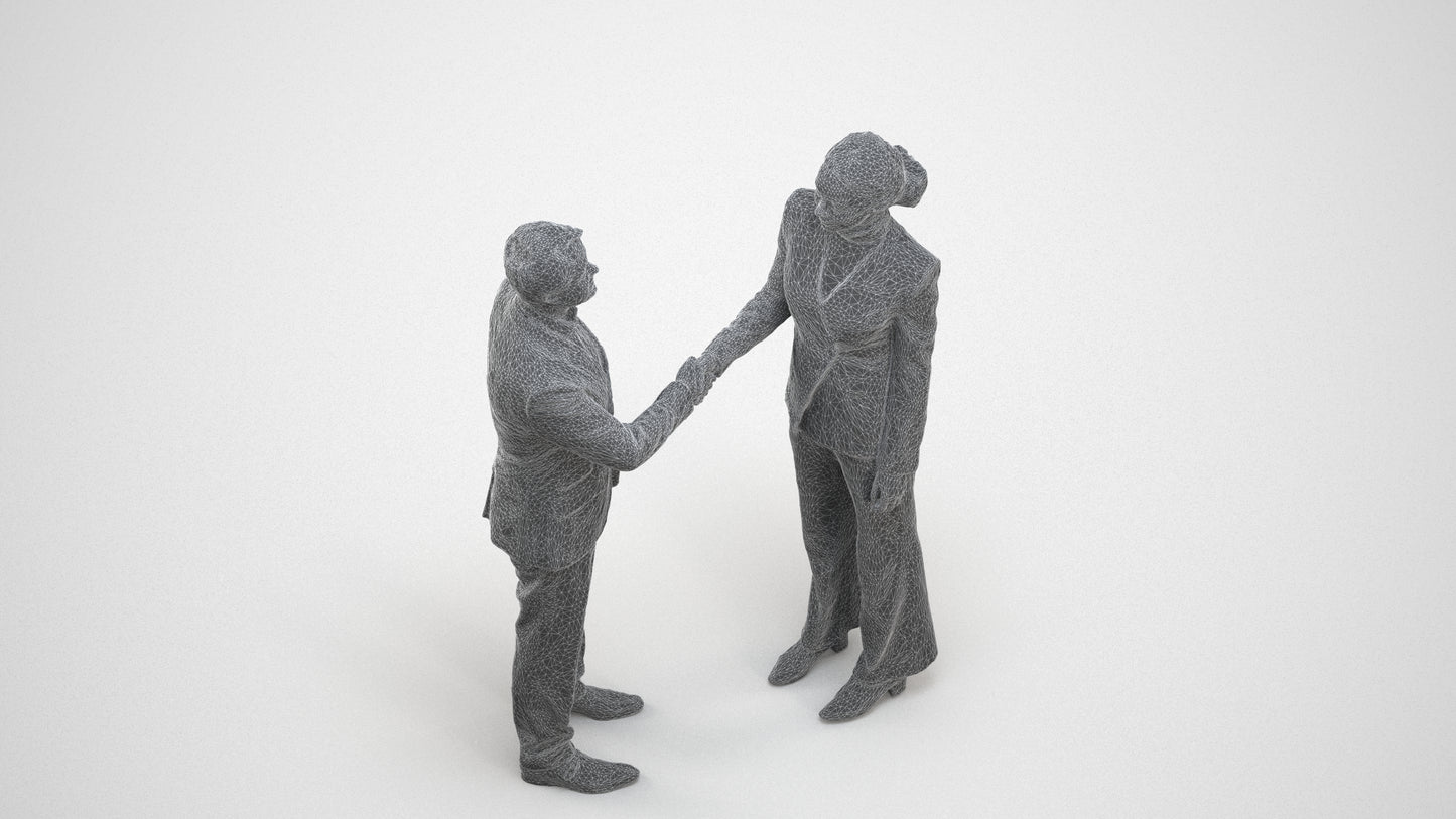 scanned 3D woman business, photogrammetry people for Enscape and V-Ray, wireframe three-quarter view