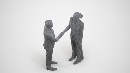 scanned 3D woman business, photogrammetry people for Enscape and V-Ray, wireframe three-quarter view