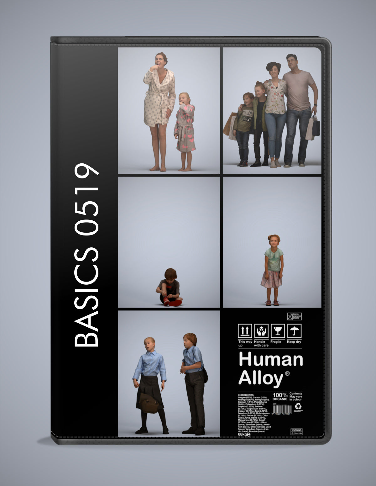 scanned 3D people kids collection, 5 photogrammetry models for Enscape and V-Ray