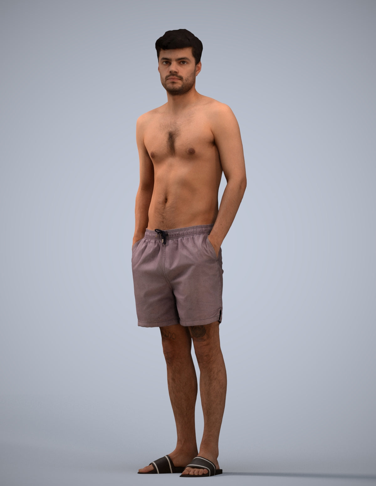 3D scanned man pool, photorealistic archviz people for Enscape and SketchUp