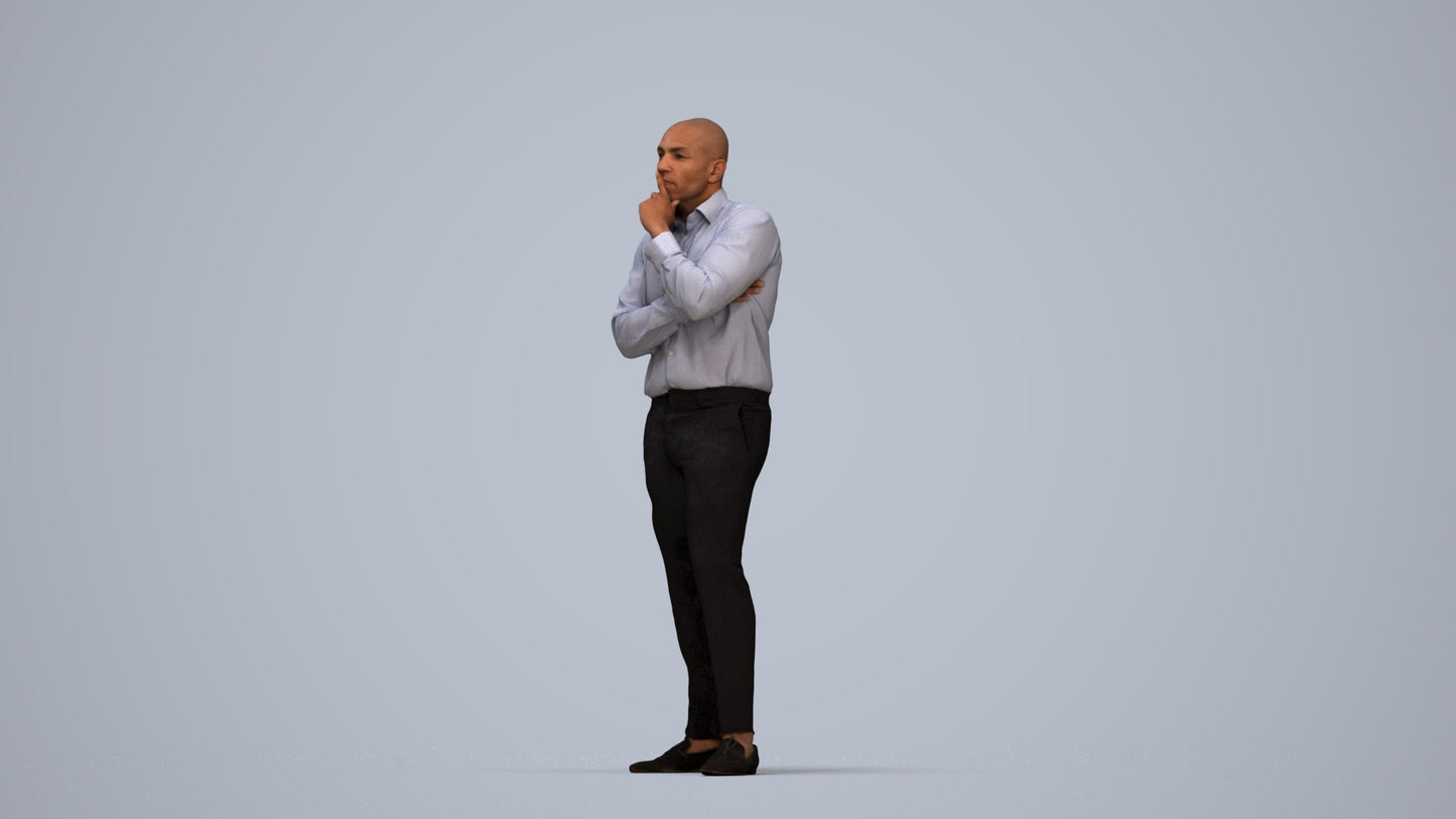 3D people model man business, scanned human for 3ds Max rendering, top-down view render
