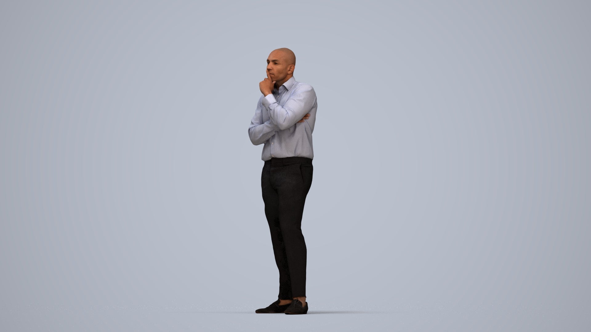 3D people model man business, scanned human for 3ds Max rendering, top-down view render