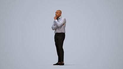 3D people model man business, scanned human for 3ds Max rendering, top-down view render