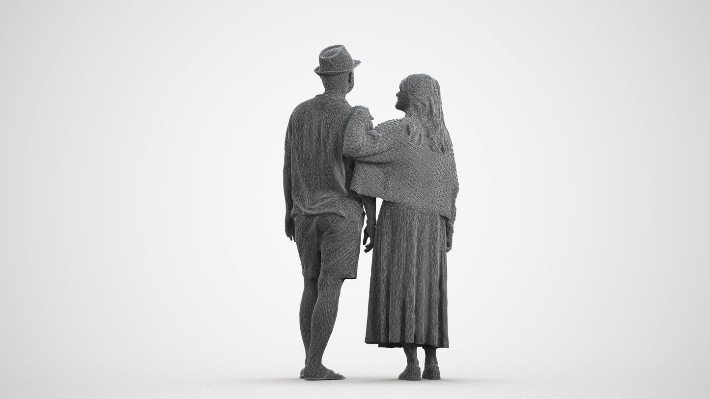 3D human model woman standing, photogrammetry scanned person for archviz, wireframe front view
