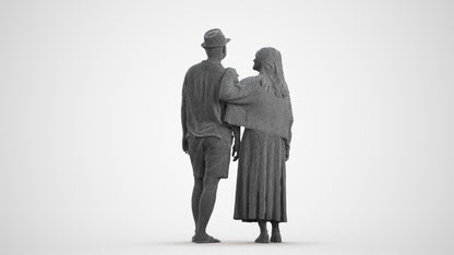 3D human model woman standing, photogrammetry scanned person for archviz, wireframe front view