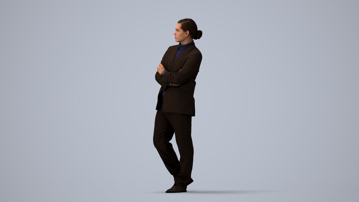 realistic 3D people man business, render-ready for V-Ray and Corona, FBX OBJ, three-quarter view render