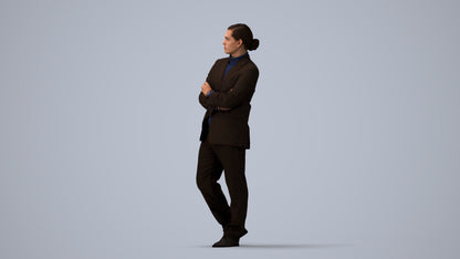 realistic 3D people man business, render-ready for V-Ray and Corona, FBX OBJ, three-quarter view render