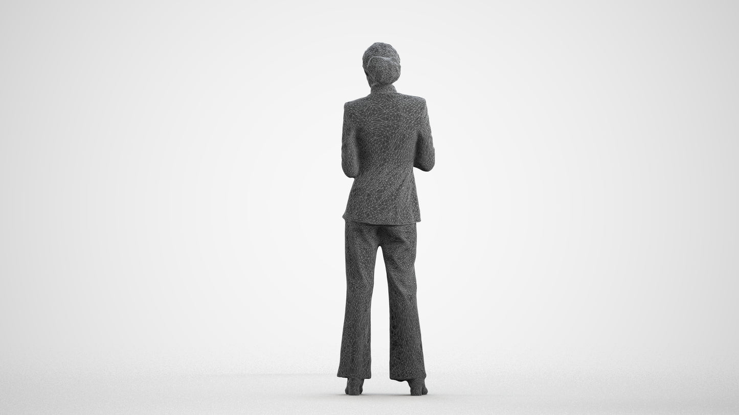 3D people model woman business, scanned human for 3ds Max rendering, wireframe front view
