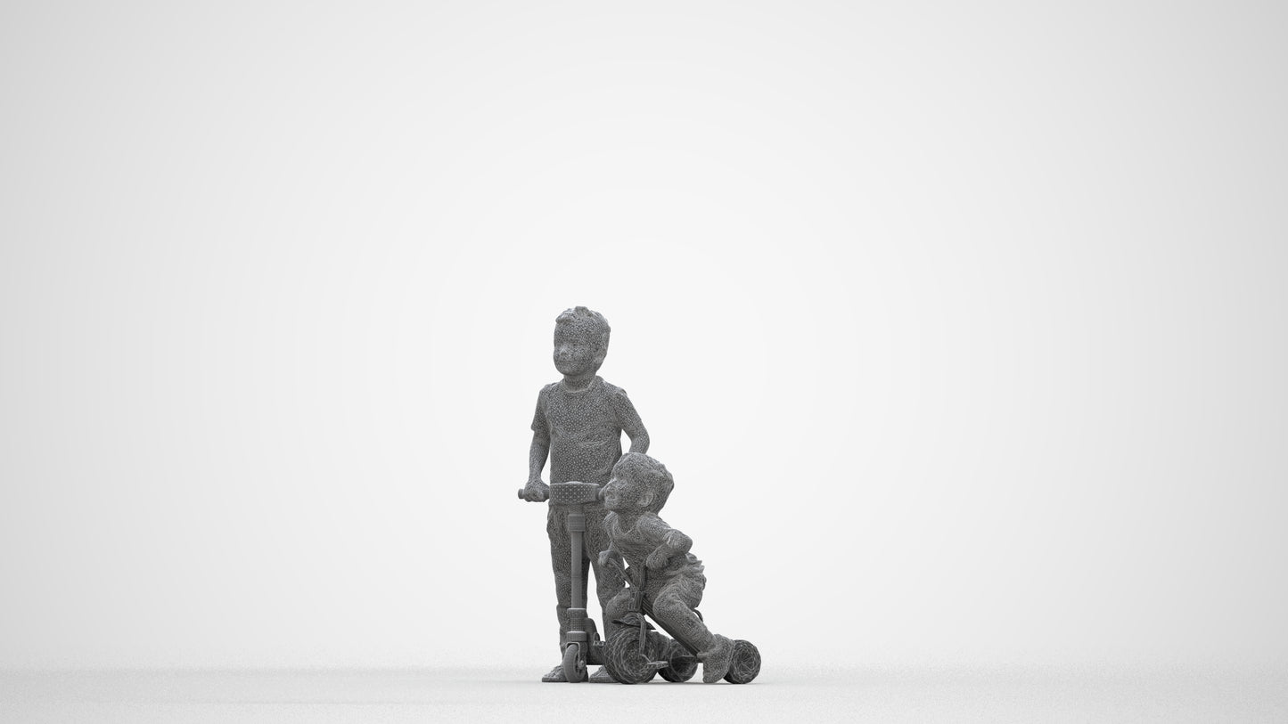 realistic 3D people boy casual kids, render-ready for V-Ray and Corona, FBX OBJ, wireframe back view