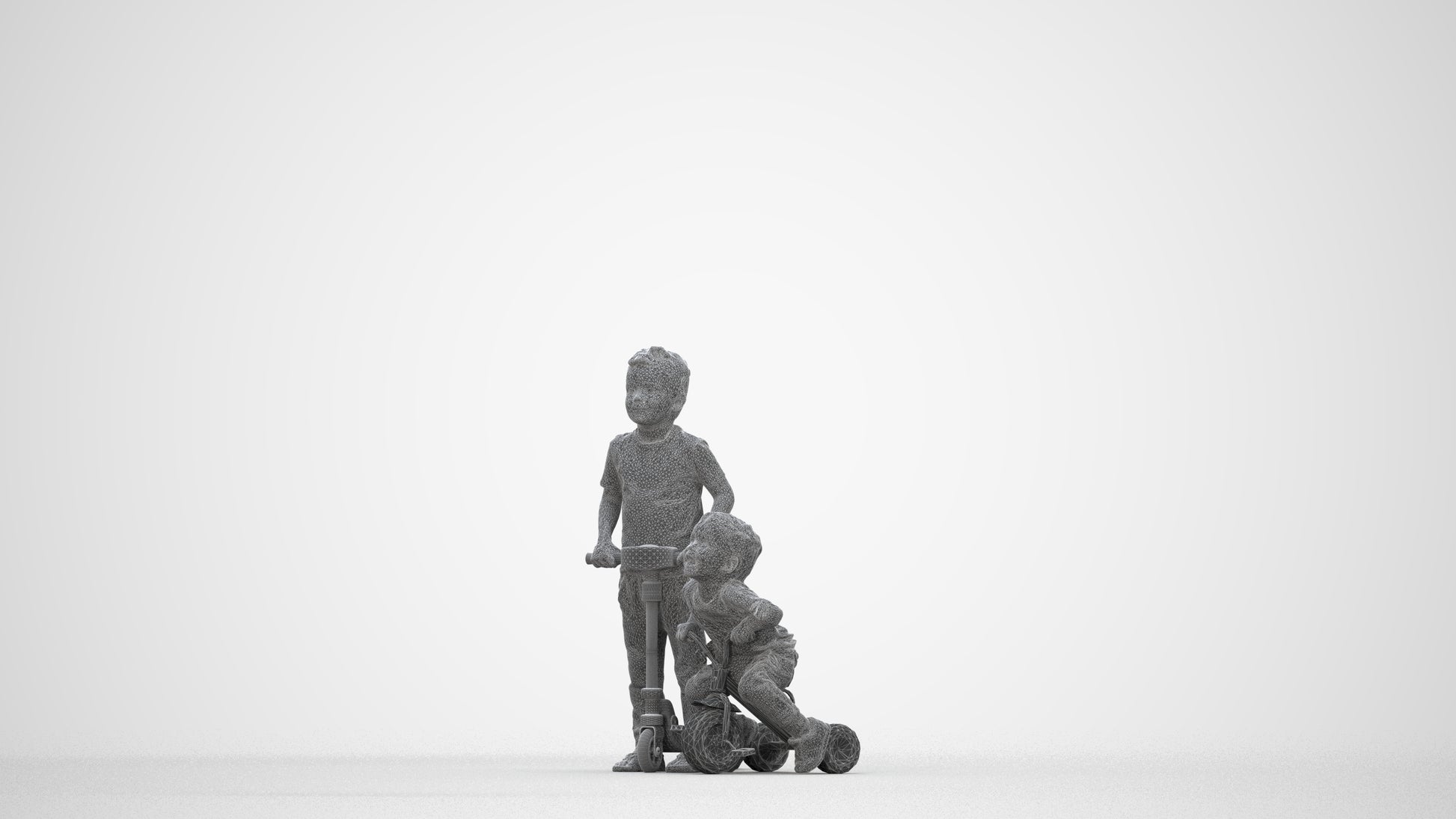 realistic 3D people boy casual kids, render-ready for V-Ray and Corona, FBX OBJ, wireframe back view