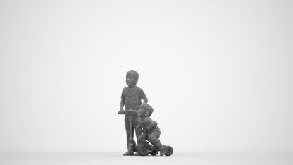 realistic 3D people boy casual kids, render-ready for V-Ray and Corona, FBX OBJ, wireframe back view