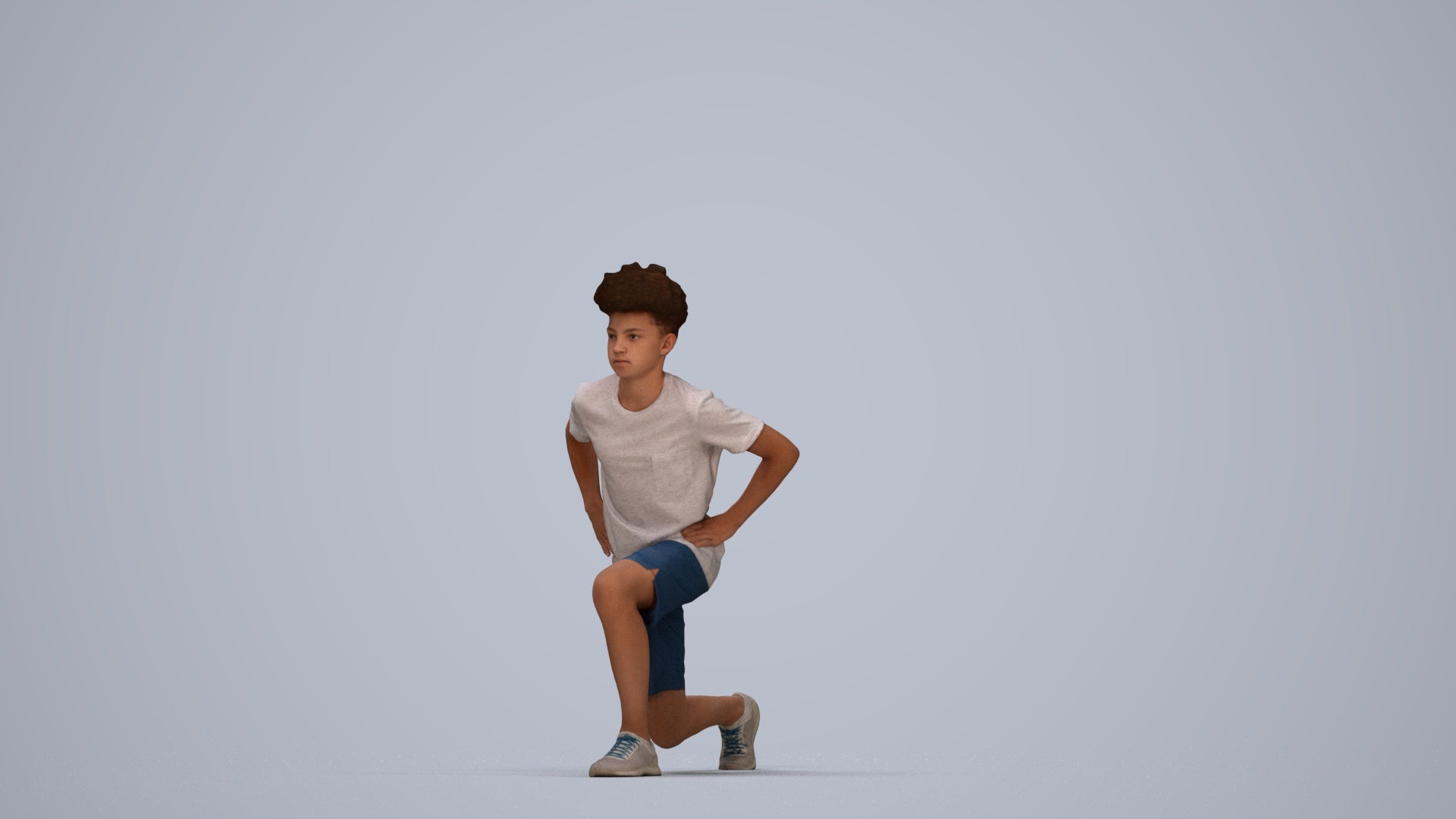 3D people model boy casual kids, scanned human for 3ds Max rendering, top-down view render