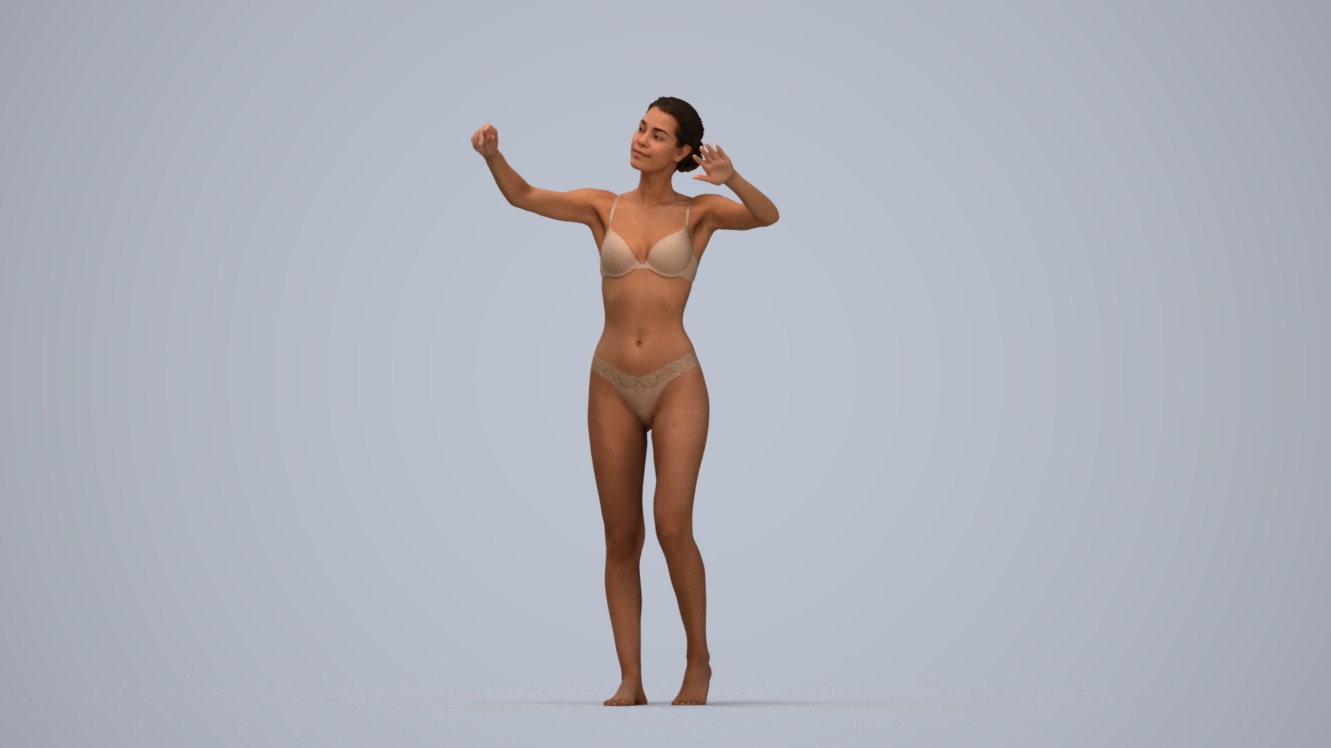 photogrammetry 3D woman bathroom, realistic human model archviz FBX, top-down view render
