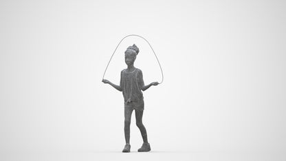 scanned 3D girl sport kids, photogrammetry people for Enscape and V-Ray, wireframe back view