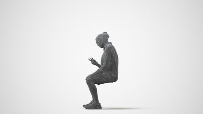 photogrammetry 3D man casual sitting, realistic human model archviz FBX, square thumbnail