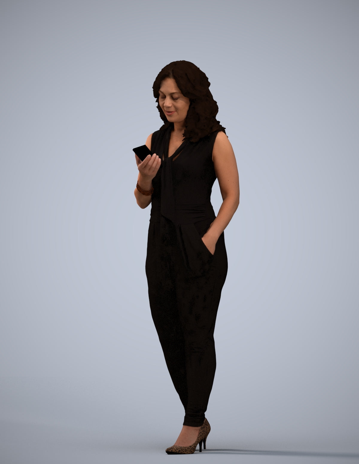scanned 3D woman casual walking, photogrammetry people for Enscape and V-Ray