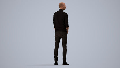photogrammetry 3D man casual standing, realistic human model archviz FBX, side view render