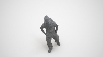 3D human model man casual walking, photogrammetry scanned person for archviz, wireframe three-quarter view