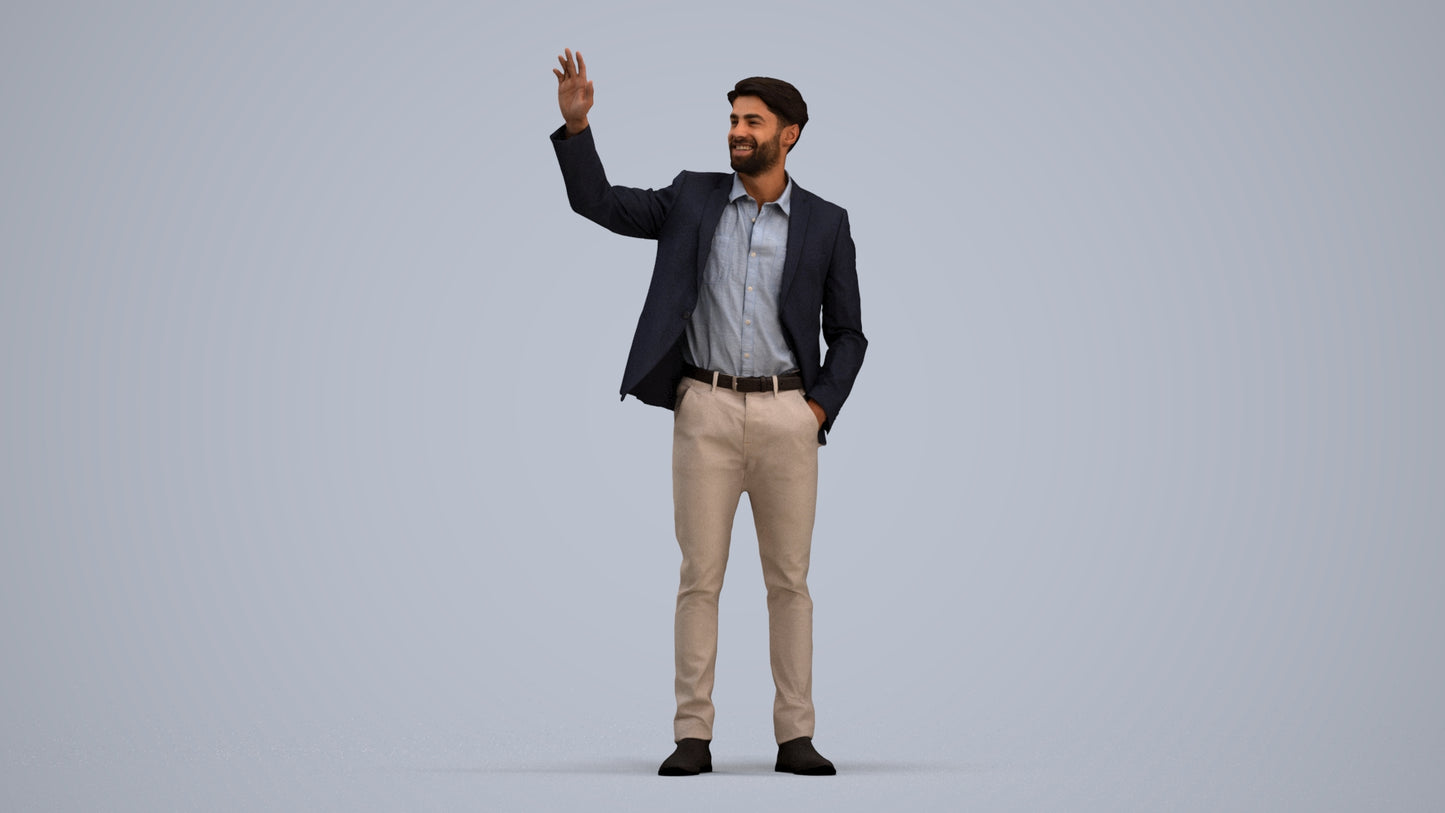 3D scanned man business, photorealistic archviz people for Enscape and SketchUp, standing pose render