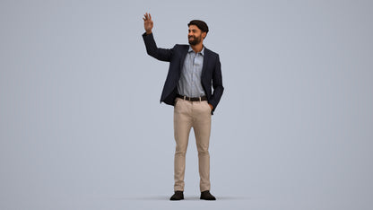 3D scanned man business, photorealistic archviz people for Enscape and SketchUp, standing pose render