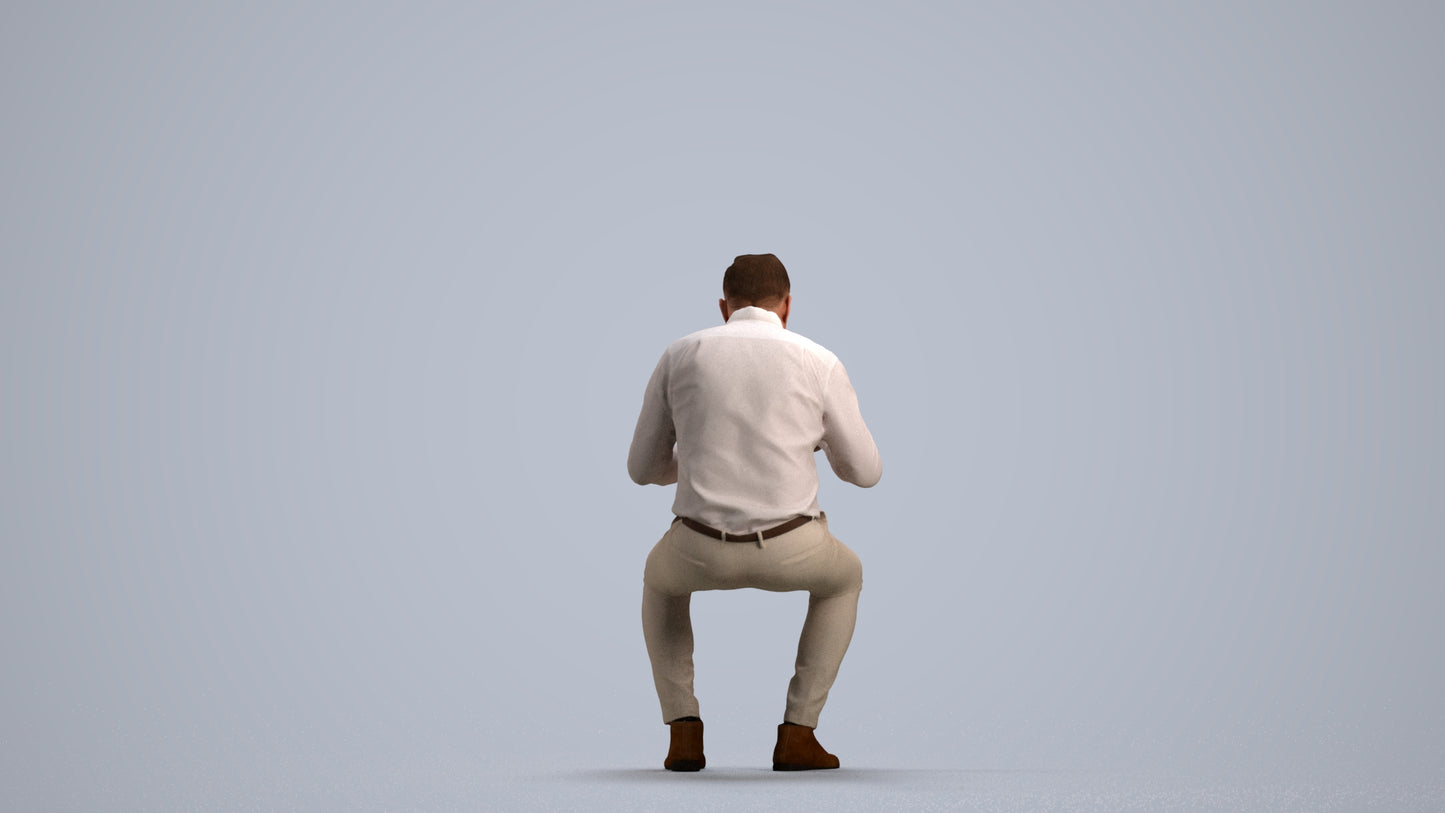 3D people model man casual business, scanned human for 3ds Max rendering, front view render