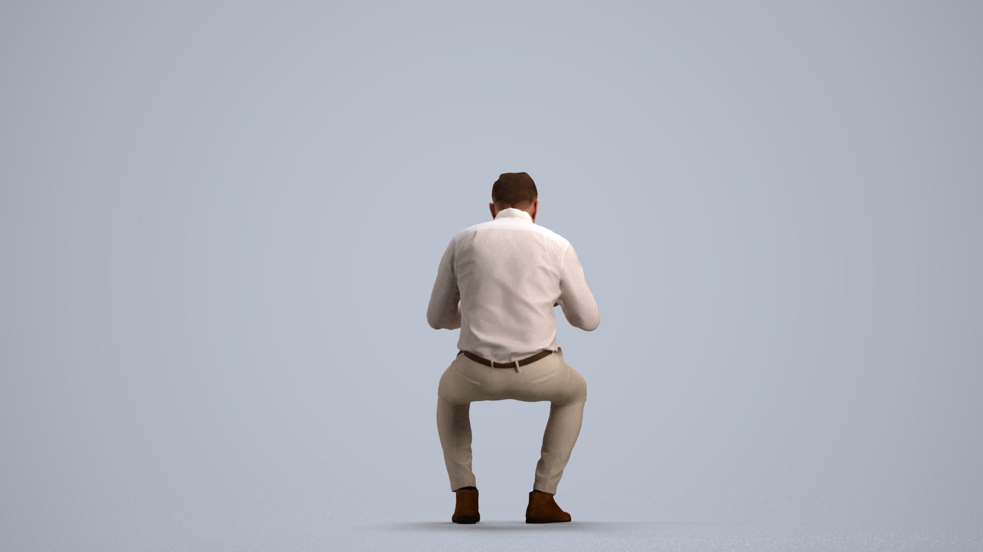 3D people model man casual business, scanned human for 3ds Max rendering, front view render
