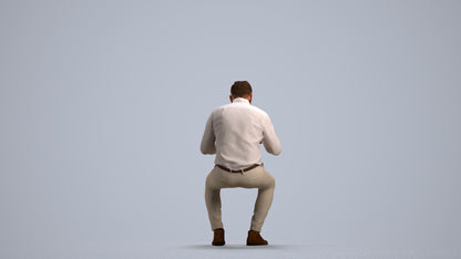 3D people model man casual business, scanned human for 3ds Max rendering, front view render