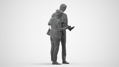 3D human model woman business, photogrammetry scanned person for archviz, wireframe side view