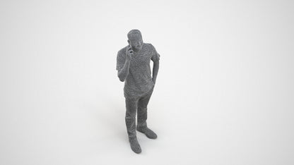 photogrammetry 3D man casual standing, realistic human model archviz FBX, wireframe three-quarter view