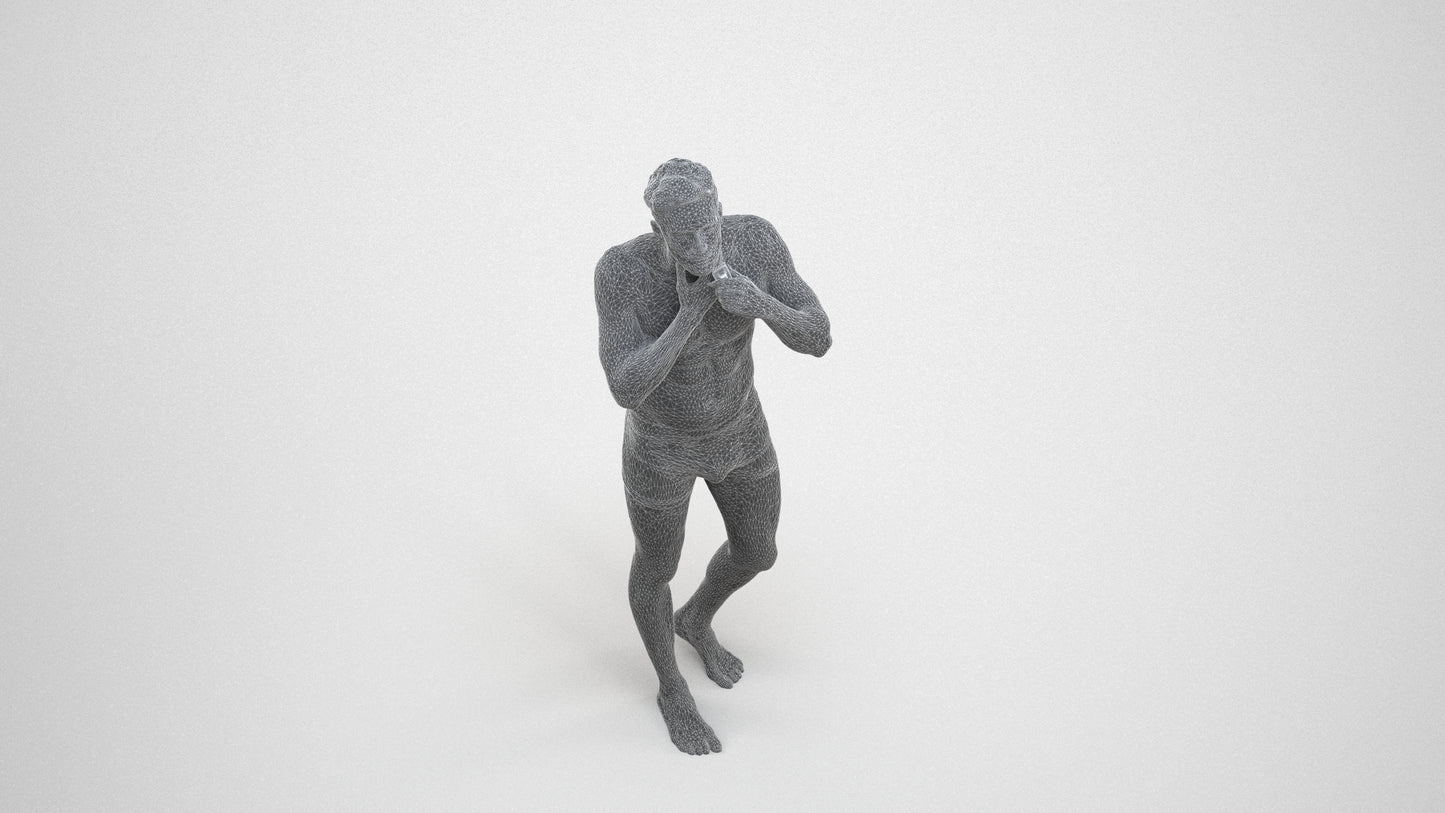 photogrammetry 3D man mix, realistic human model archviz FBX, wireframe three-quarter view
