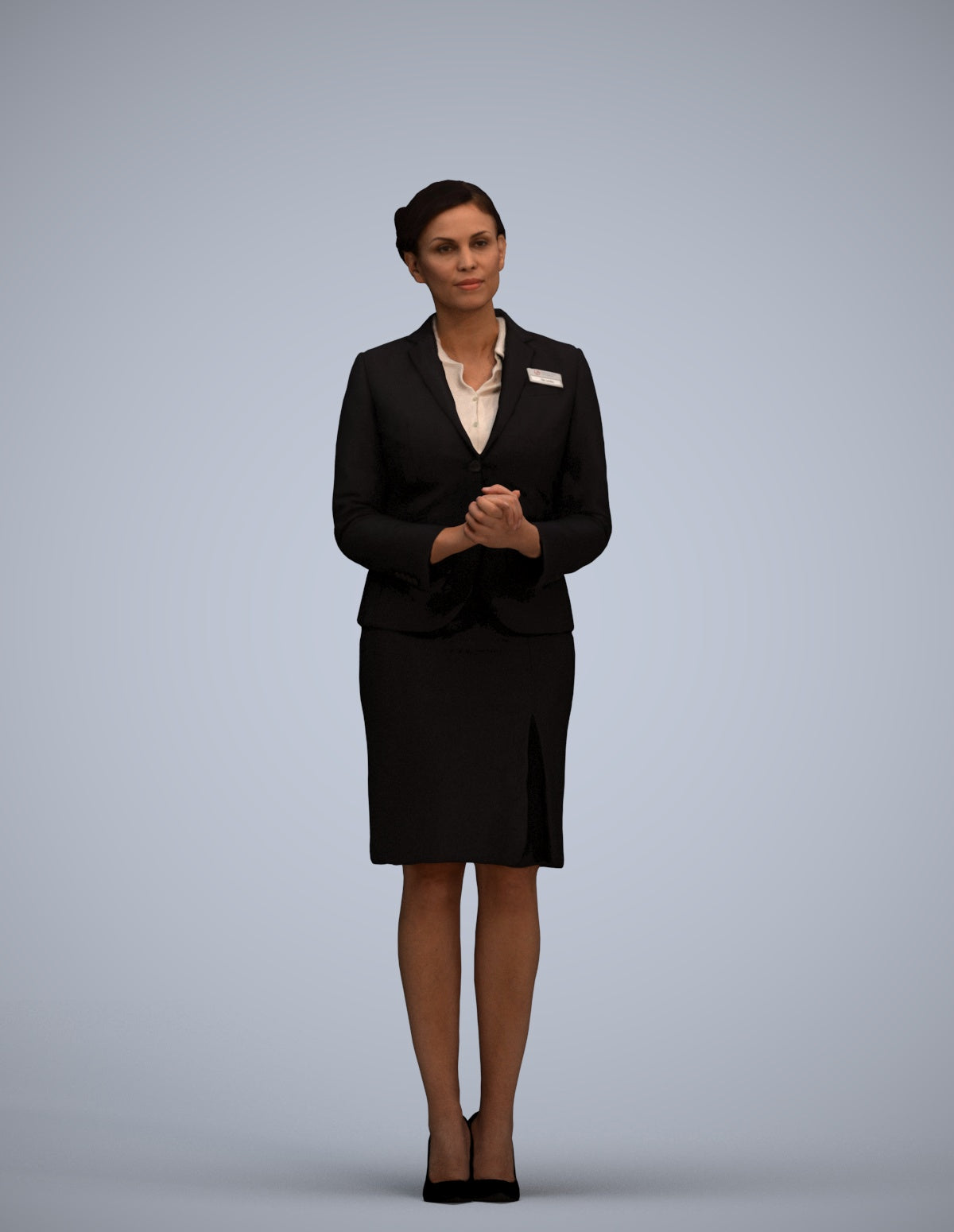 3D scanned woman standing, photorealistic archviz people for Enscape and SketchUp