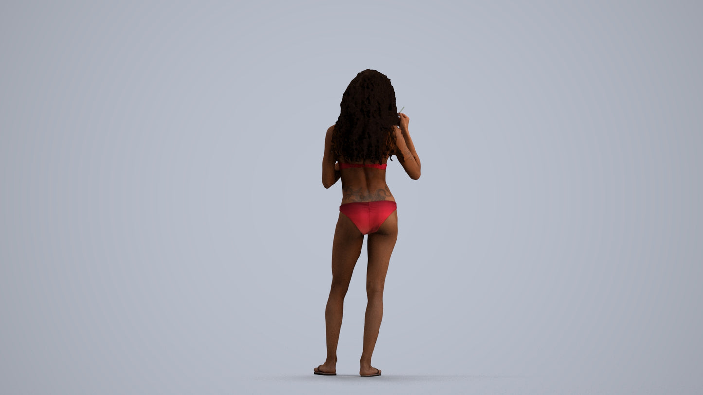 realistic 3D people woman pool, render-ready for V-Ray and Corona, FBX OBJ, front view render