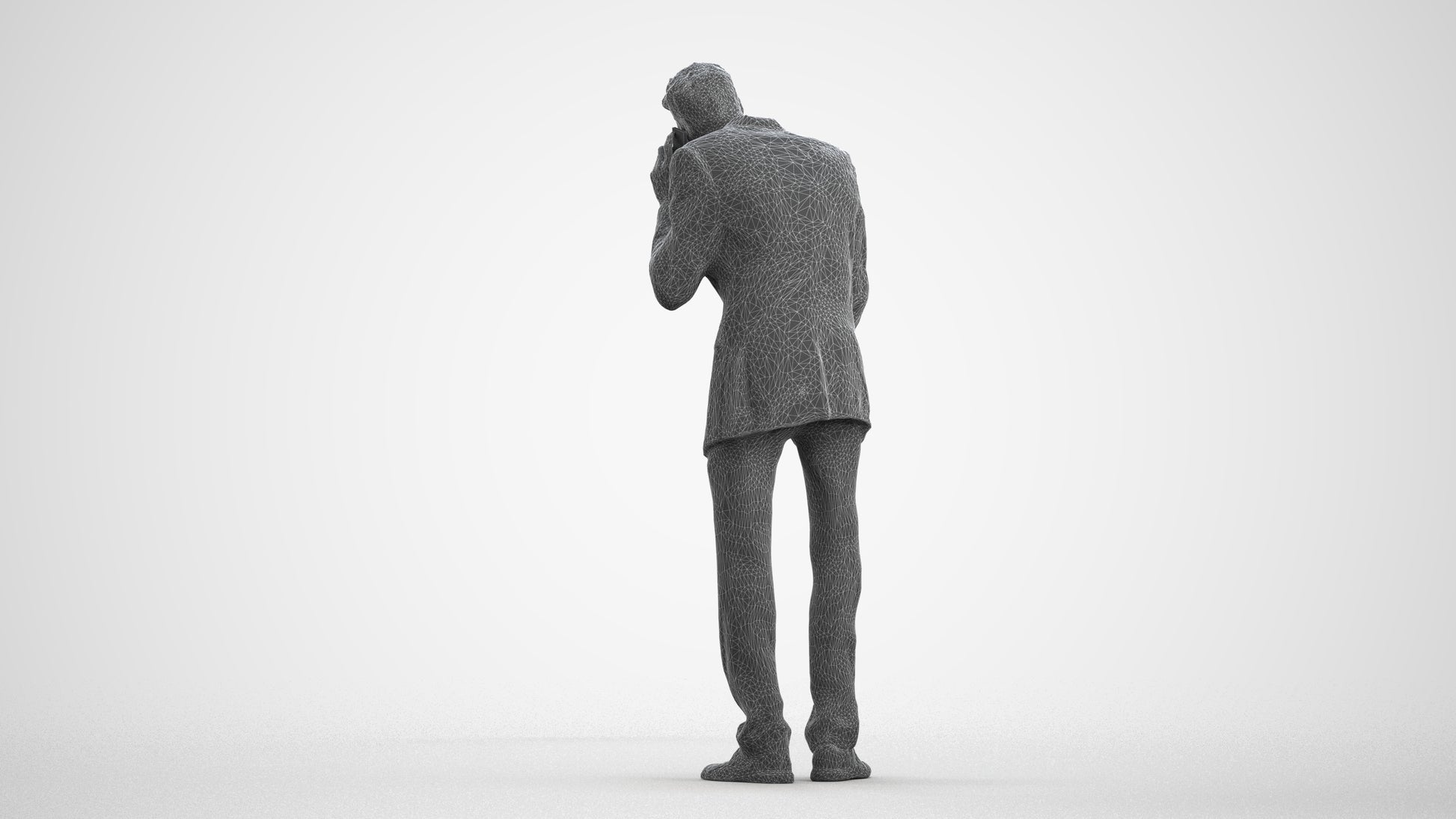 3D scanned man business, photorealistic archviz people for Enscape and SketchUp, wireframe front view