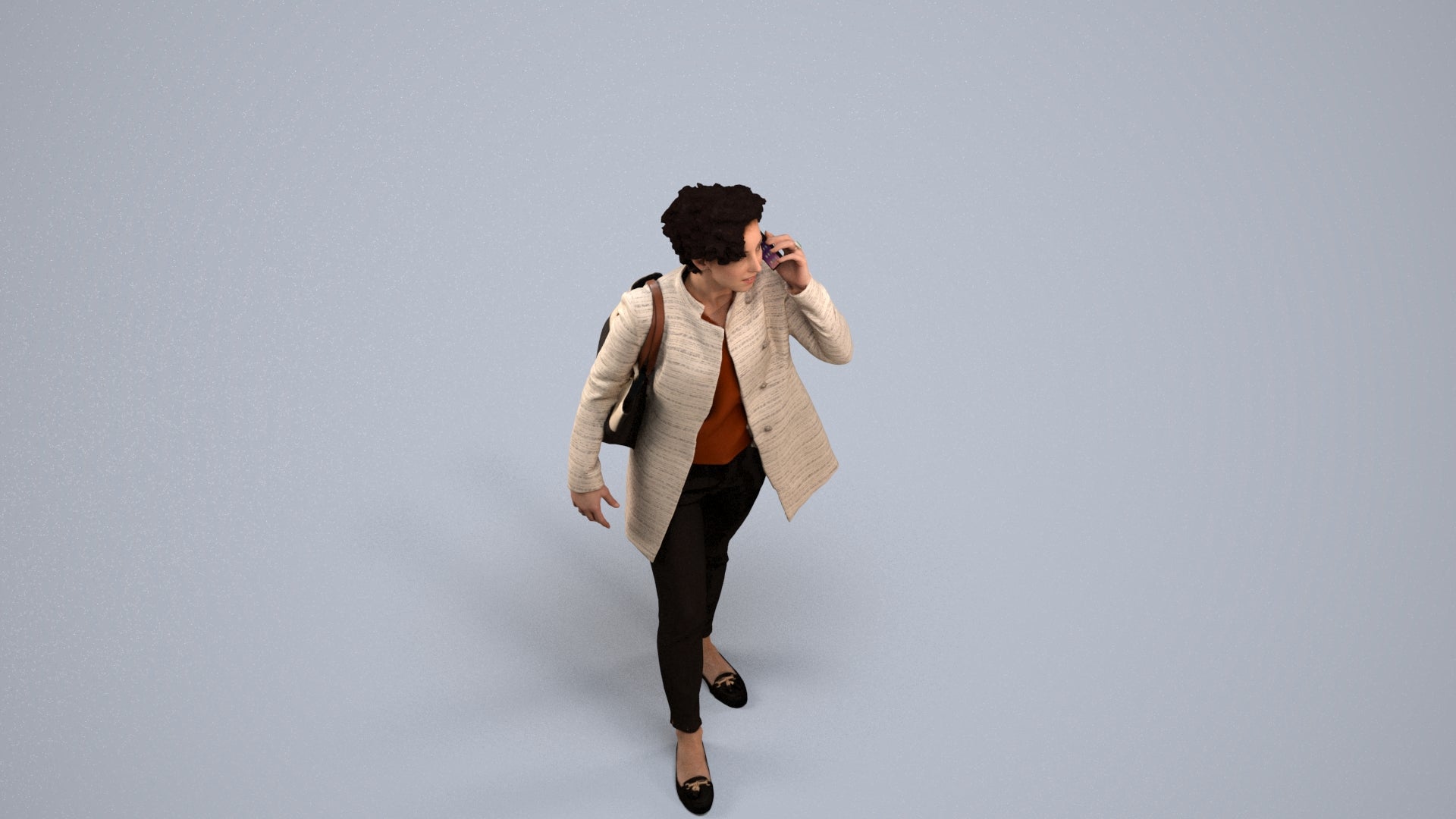 realistic 3D people woman business standing, render-ready for V-Ray and Corona, FBX OBJ, back view render