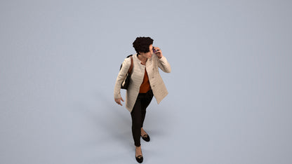 realistic 3D people woman business standing, render-ready for V-Ray and Corona, FBX OBJ, back view render