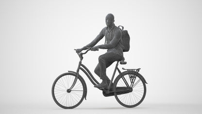 photogrammetry 3D man business cycling, realistic human model archviz FBX, square thumbnail