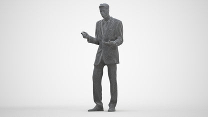 3D human model man business, photogrammetry scanned person for archviz, three-quarter front view render