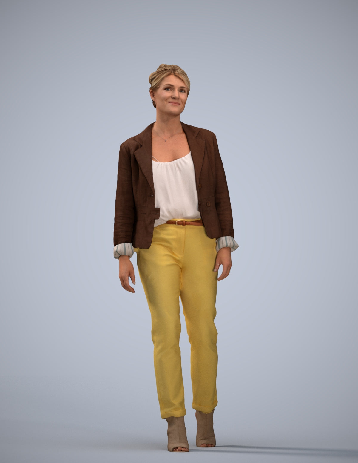 scanned 3D woman business walking, photogrammetry people for Enscape and V-Ray