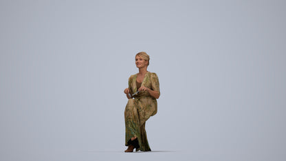realistic 3D people woman casual sitting, render-ready for V-Ray and Corona, FBX OBJ, top-down view render