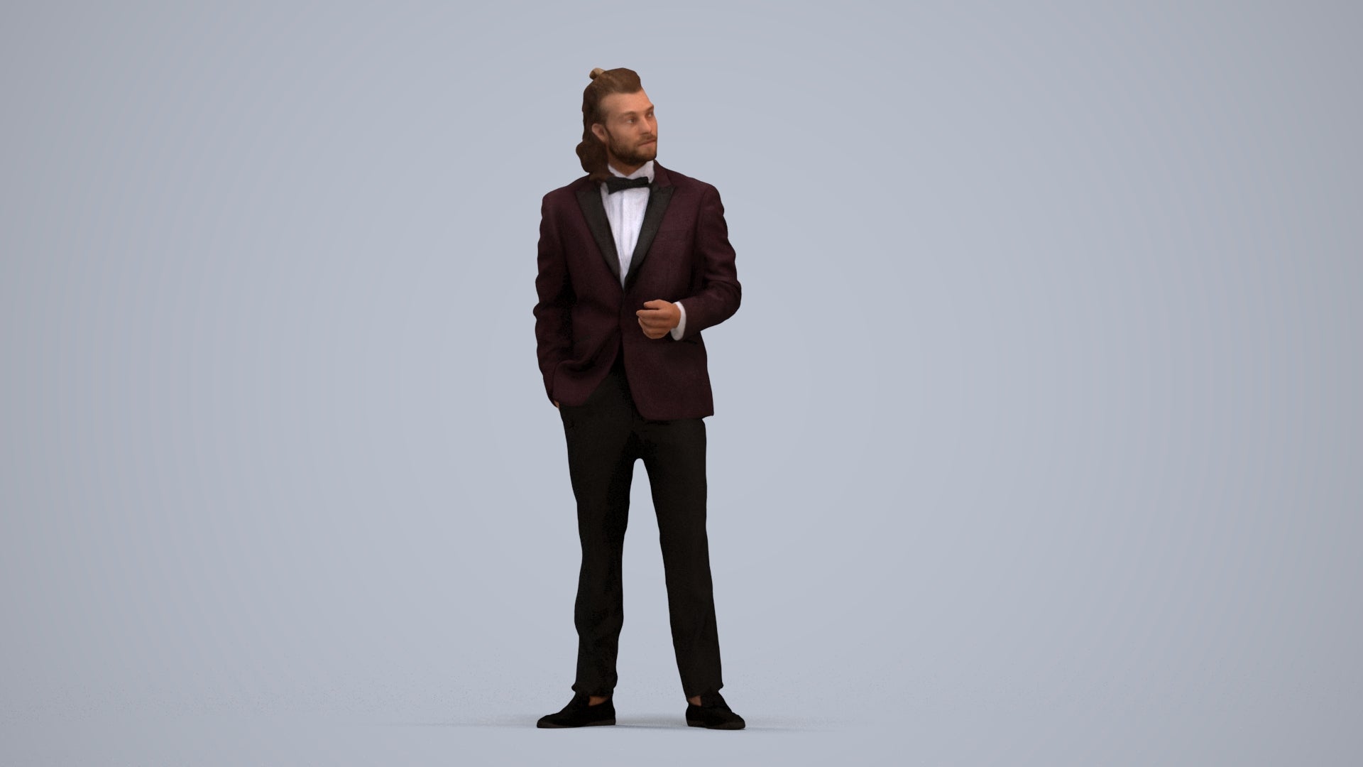3D human model man formal formalaffairs, photogrammetry scanned person for archviz, standing pose render
